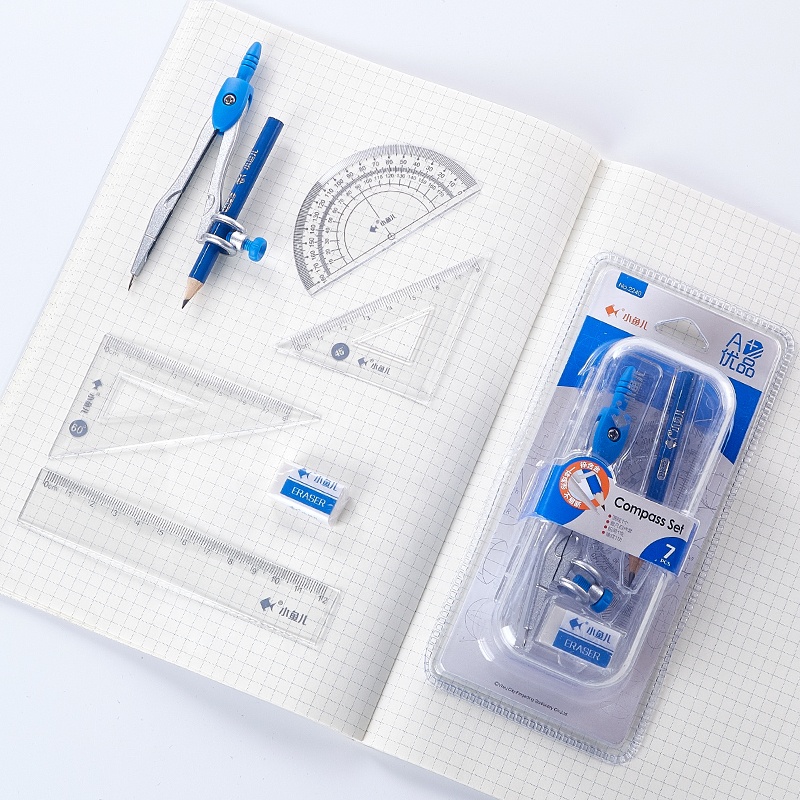 Factory Price 7 pieces compass set portable professional drawing compass School Geometry Set drafting sets