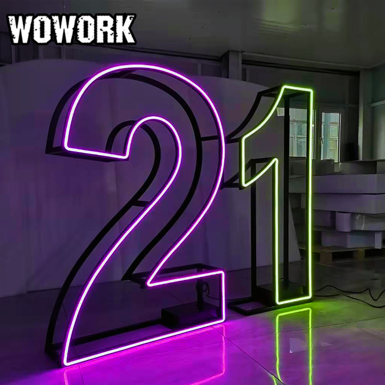 WOWORK fushun 4 фута большой песок пляжная вечеринка украшение электронная Геометрическая проволока буквы номера RGB управление через приложение неоновая трубка