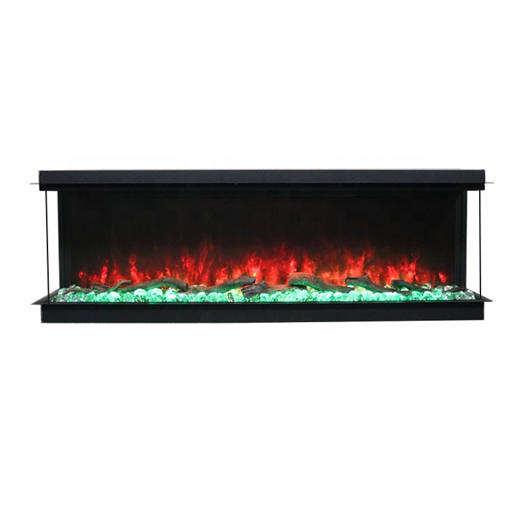 Modern Electric Fire 3 Sided Fireplace Heater Realistic Fire Place Insert LED Flame 3D Electric Electric Fire