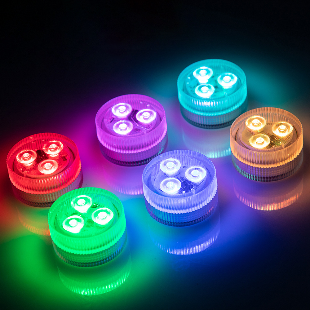 3 шт. smd5050 rgb батарея Мини Погружные светодиодные лампы с дистанционным управлением 3 в водонепроницаемые ip68 для вечеринки/свадьбы украшение освещение бассейна