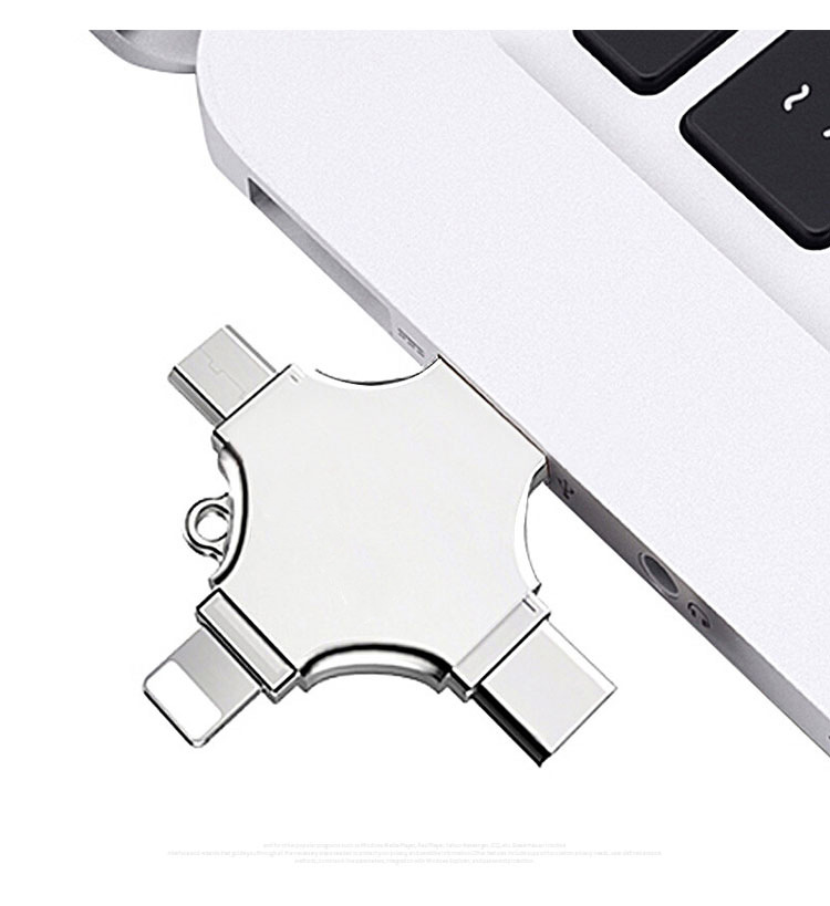 4 в 1 OTG пользовательский USB флэш-накопитель логотип 2,0 устройство для чтения карт памяти 8 16 32 64 128 ГБ для iPhone iPad MacBook Android