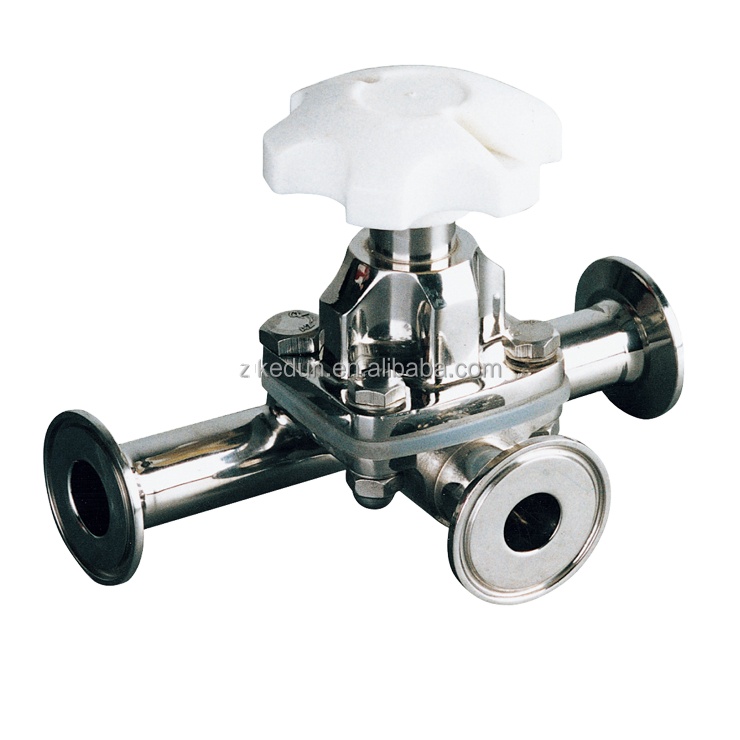 2021 hot selling high quality SS304 / 316L stainless steel sanitary high-power Clamp connection three-way diaphragm valve