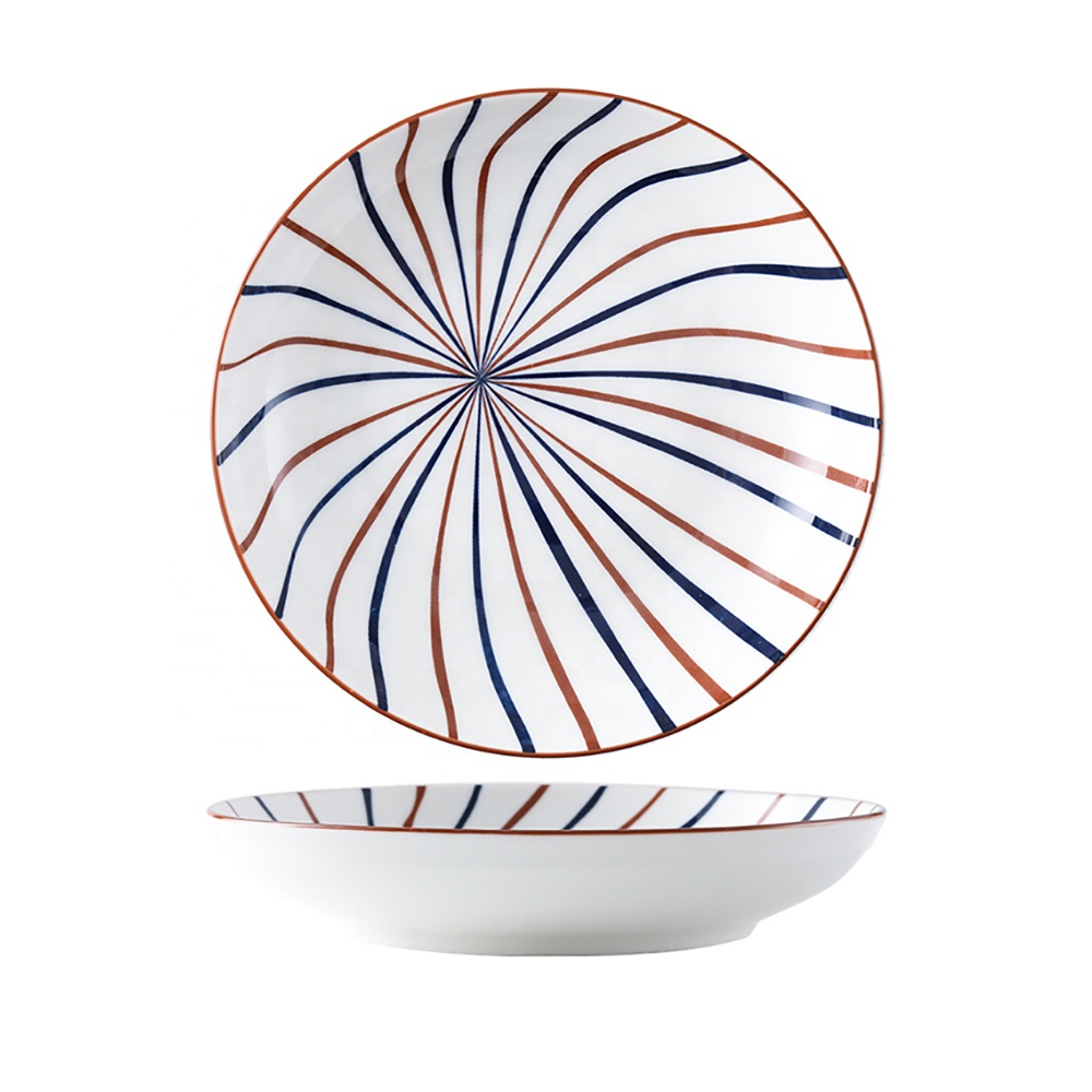 Creative Home Japanese Tableware Dinnerware Porcelain Deep Round Dinner Plate