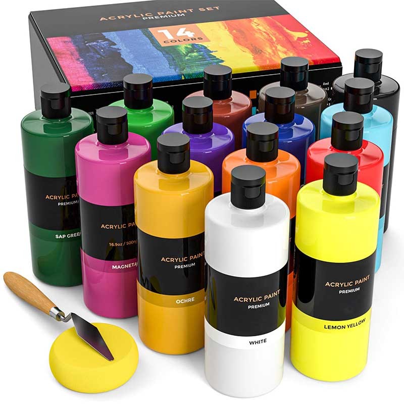 High Quality 500 ml plastic Bottle Packaging Professional color Paints for Artists Acrylic Paint Set