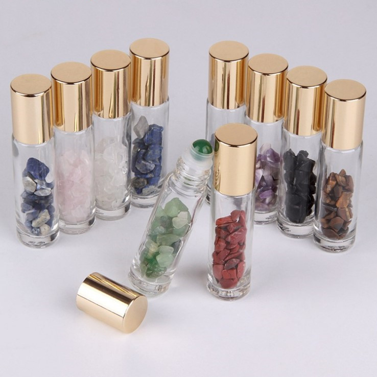 Wholesale crystal tumble stone essential oil crystal roller ball perfume bottle