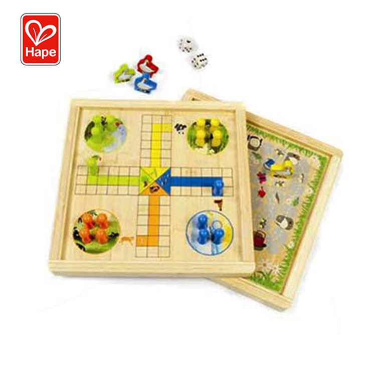 Высокое качество Hape развивающих игрушек деревянный настольная игра, Людо настольная игра для детей