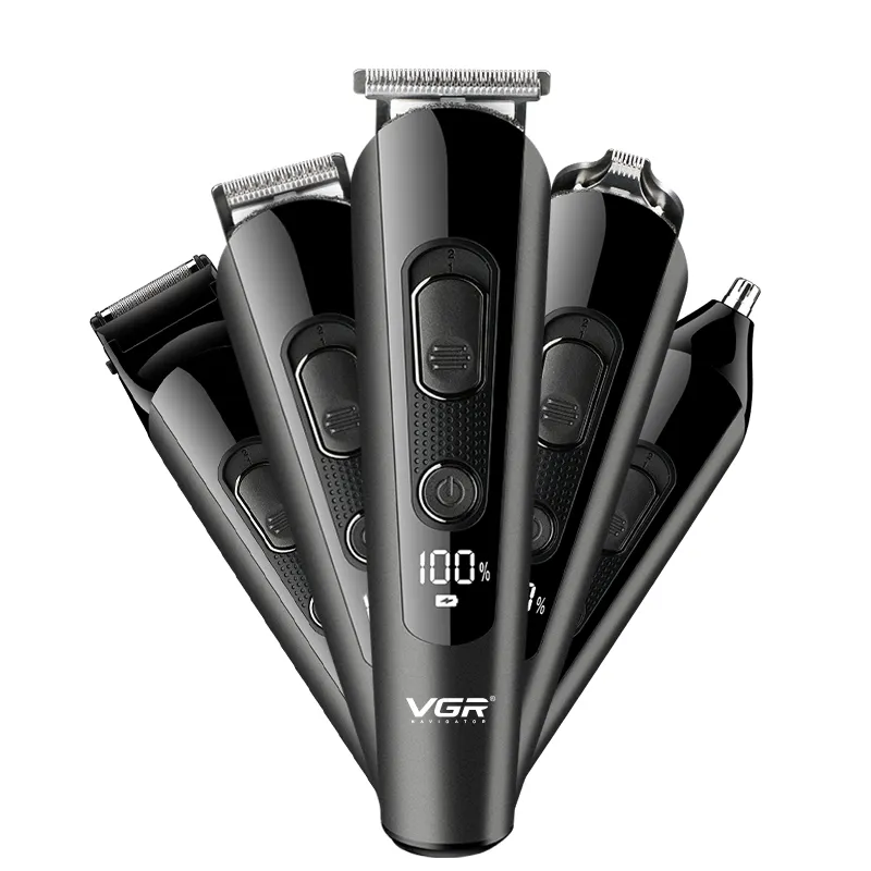 VGR V-175 5in1 grooming kit professional electric shaver barber hair clipper beard nose trimmer set for men with LED display