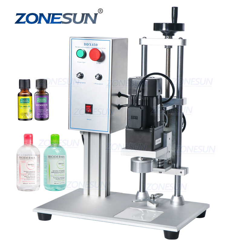 ZONESUN ZS-XG450 электрическая полуавтоматическая спрей для напитков, для дезинфекции рук, для крышки бутылки винт запечатывания настольная укупорочная машина