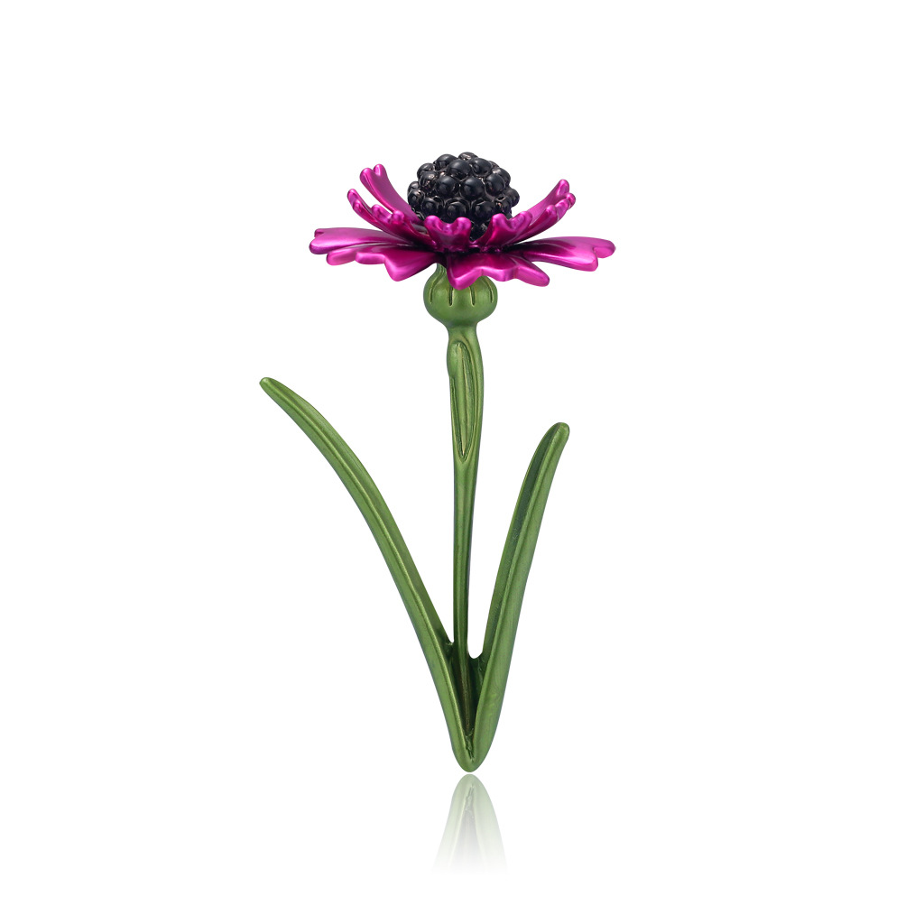 LUOXIN Fashion Enamel Purple Cornflower Bouquet Women Alloy Rhinestones Brooch