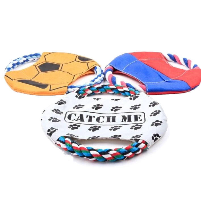 Pet Dog Rope Toy Pet Frisbeed Canvas Bite Resistant Rope Frisbeed flying discs Pet Training Toy