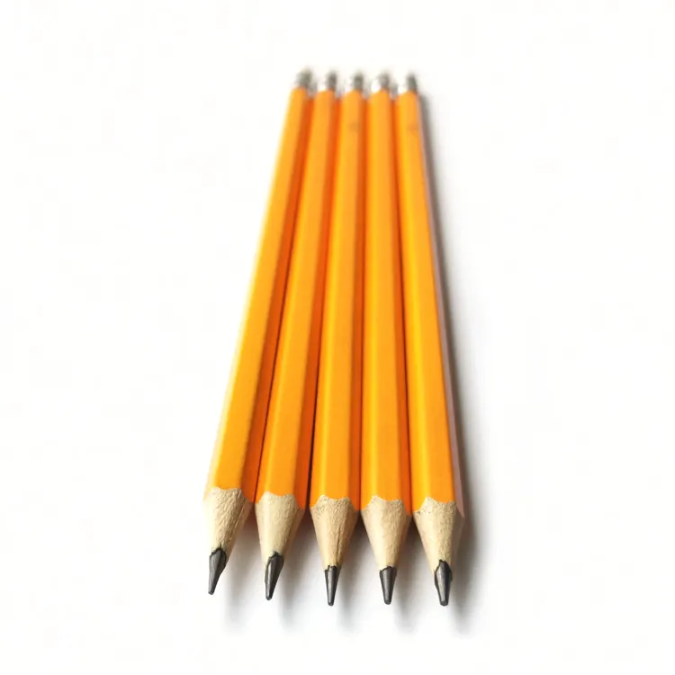 Shenzhen Yellow Colored Body Wood Pencils with Eraser Topper