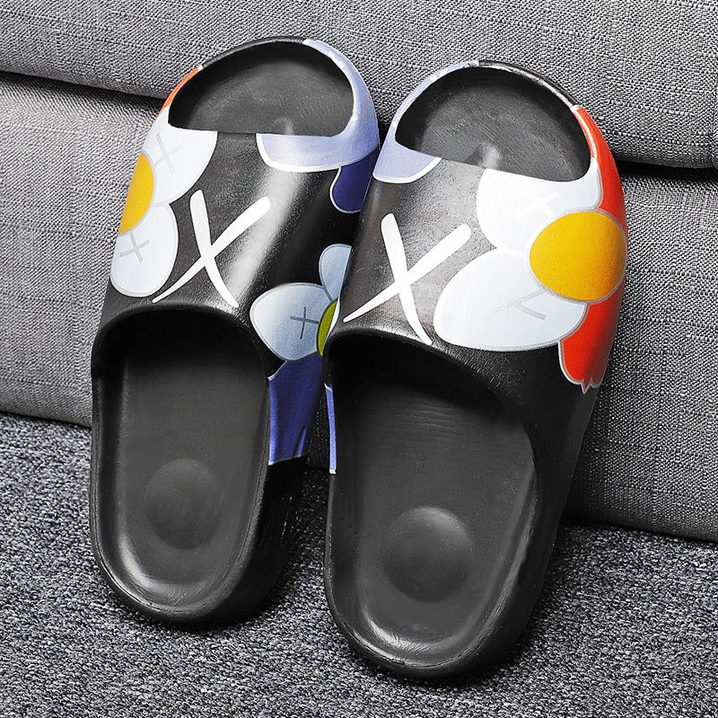 Happychina 2021 New Trend Fashion Solid Color Anti Slip Women Yeezi Cartoon Summer Slide Slipper Soft Eva Beach Slides