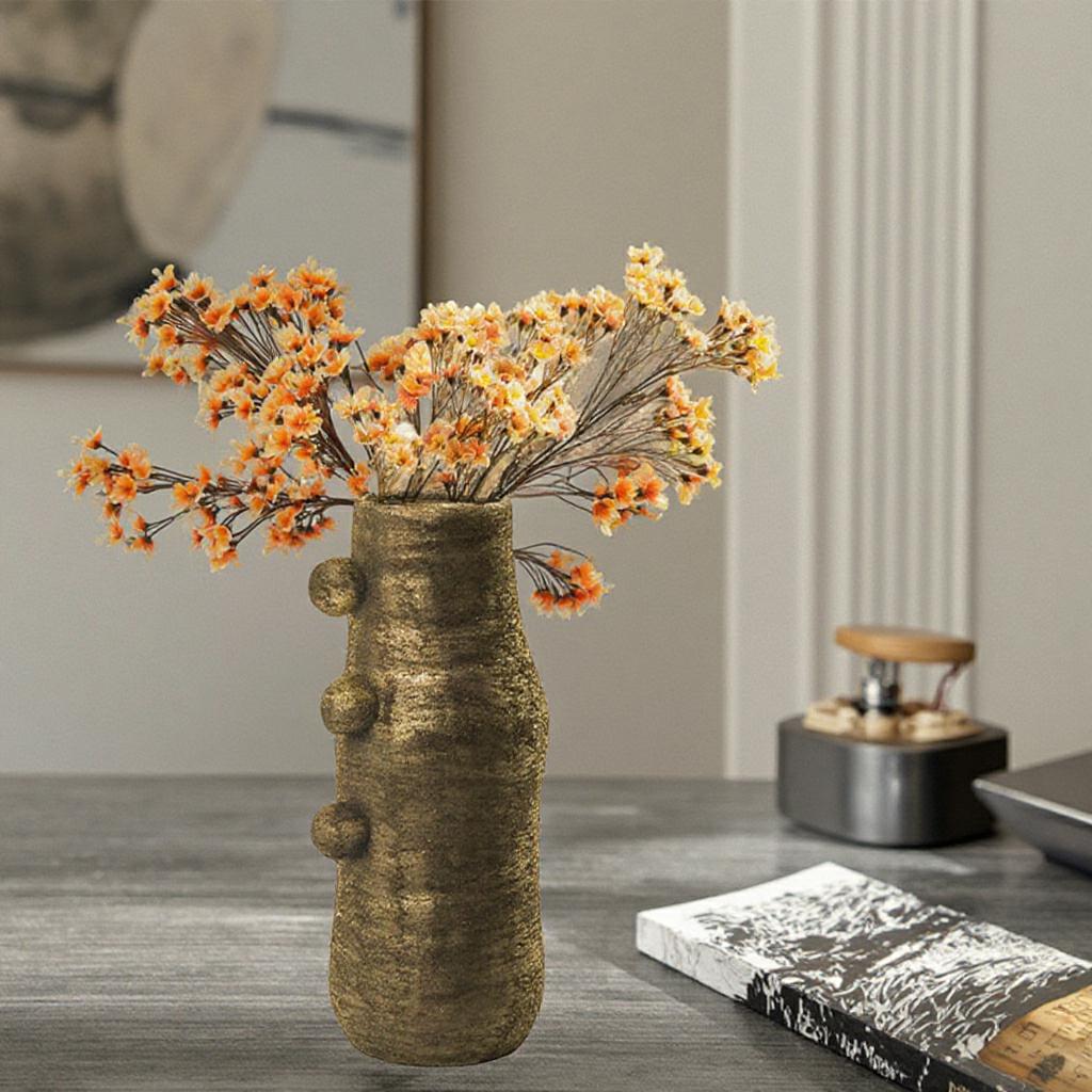Luxury Archaize Color Spray Painting Resin Gold Flower Vase Table Decoration Ornament for Living room Other Home Decor