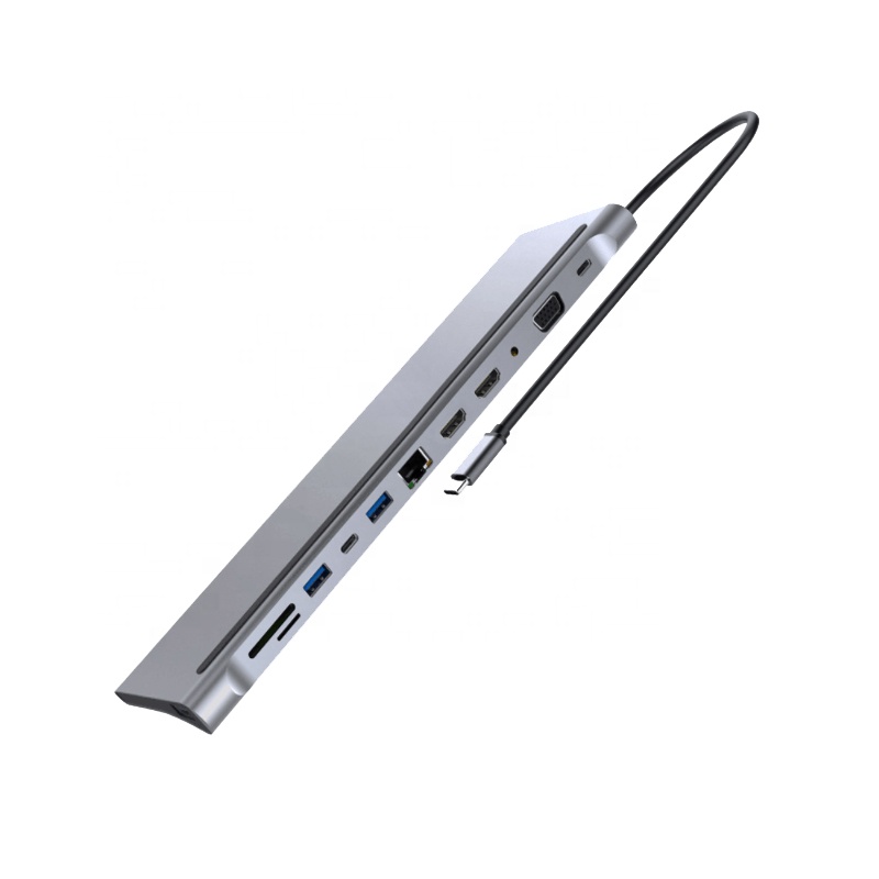12 портов Mst Usb C док-станция с двойной Hdtv 100W Pd Rj45 Lan с возможностью нанесения производителем личных Usb Type-C концентратор Usb Type C док-станции