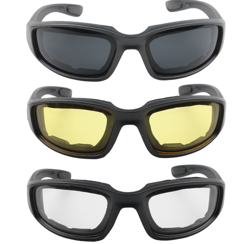 Motorcycle Riding Glasses Padding Glasses UV Protection Dustproof Windproof Motorcycle Sunglasses with Clear Smoke Yellow Lens f