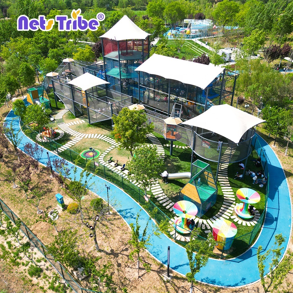 Large Outdoor Recreational Equipment Children's Amusement Park Trampoline Park Enhances Garden Scenic Area Durable Steel