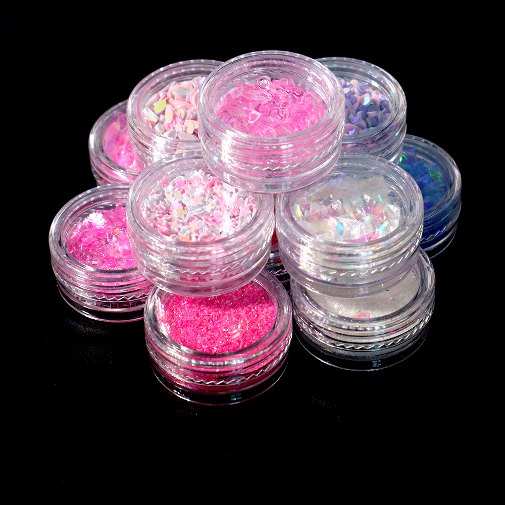 3D Mixed Heart Butterfly Shapes Nails Glitter Sequins Stickers For Nail Decoration Supplies