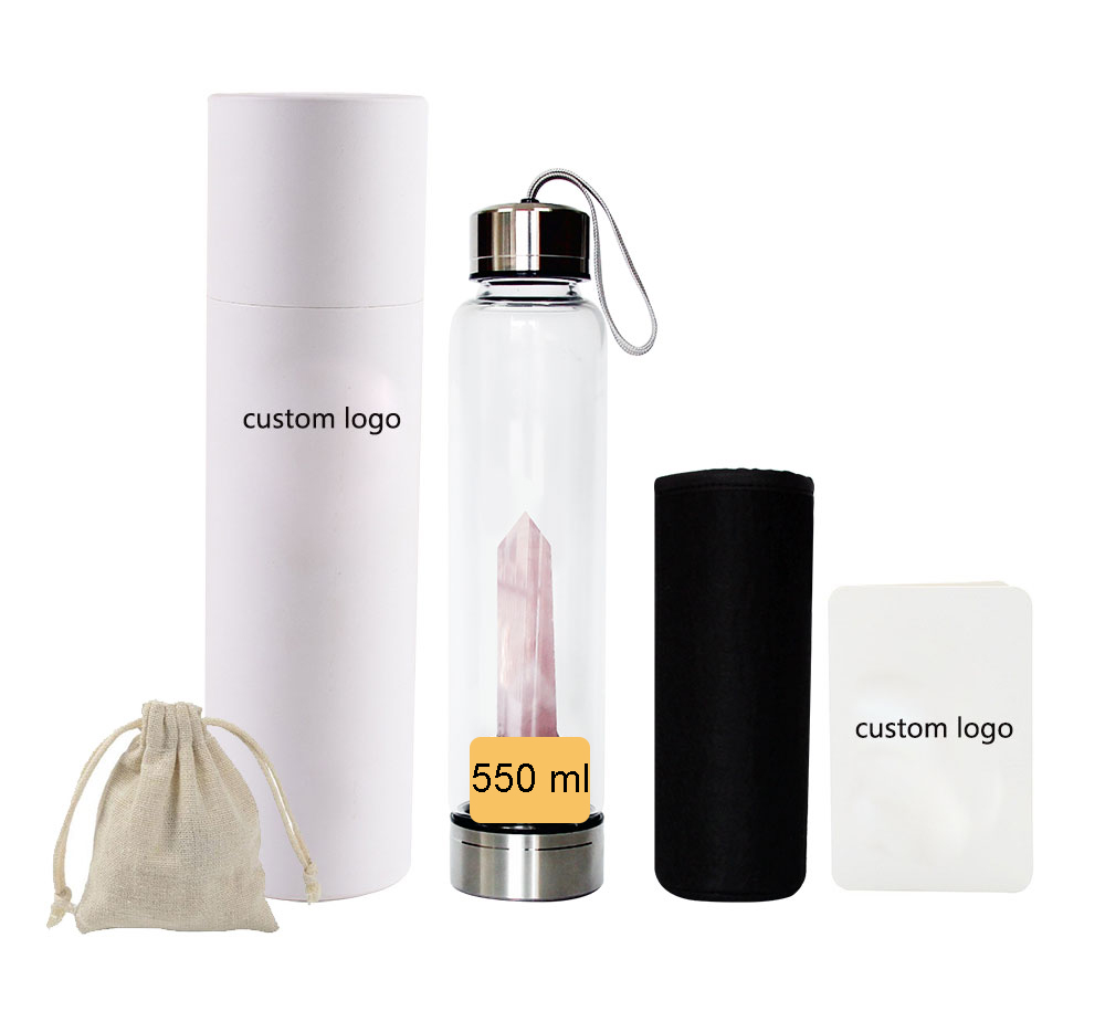 Bpa Free Gemstone Crystal Water Bottle с аметистом Point, Premium, объемом 16 унций, 550 мл