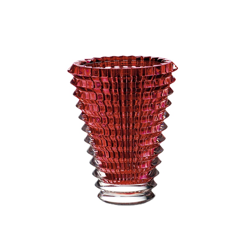 Red Round Vase in Baccarat Style