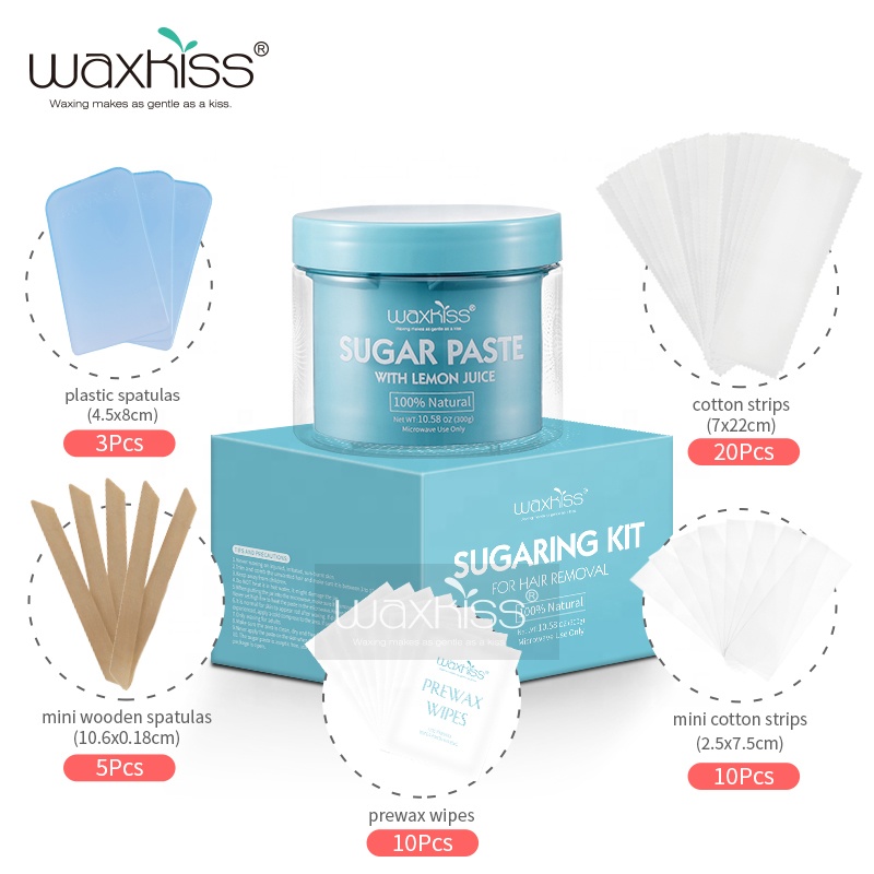 WaxkissHot Sell Hair Removal Sugar Wax Kit With Wax Paper Wooden Spatulas