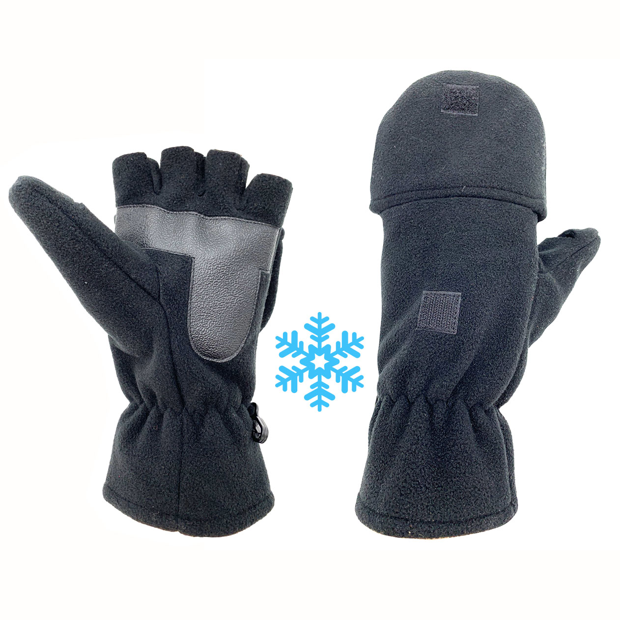 Custom Winter Half finger Fleece Gloves Convertible Hunting Fishing Running Commuting Polyester Fingerless glove Flip top cover