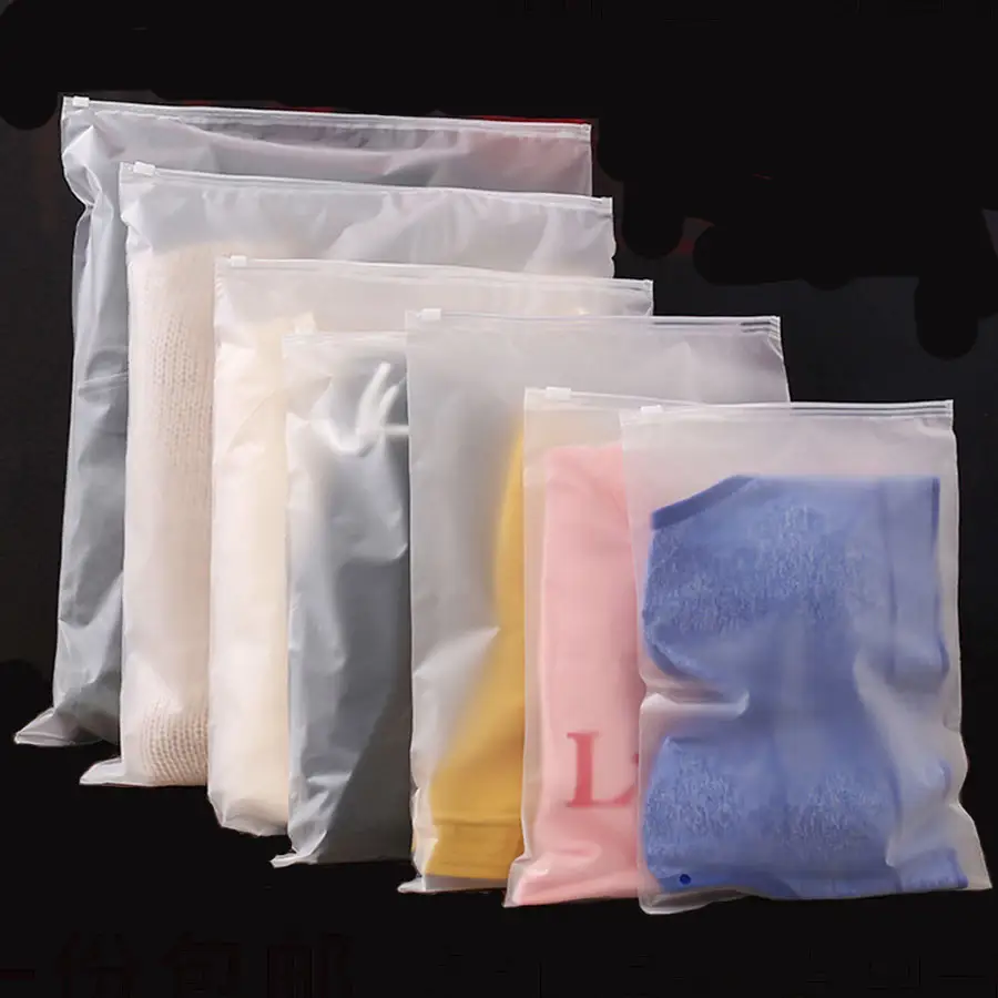 Customized Frosted Plastic Matte CPE Slider Packing Cloth Zipper Bag