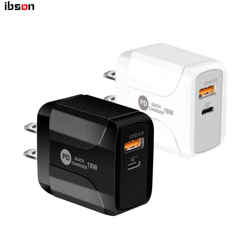 Зарядное устройство USB Type-c 18 Вт с функцией быстрой зарядки QC 3,0 PD для Iphone 11 12 Pro Max X Xr 7 8Plus Samsung Note 20