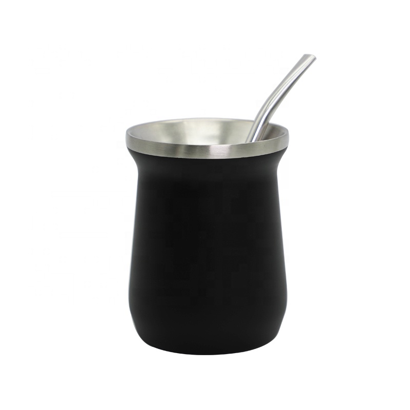 8oz Black & Green custom double wall stainless steel with straw cup thermo yerba mate argentina
