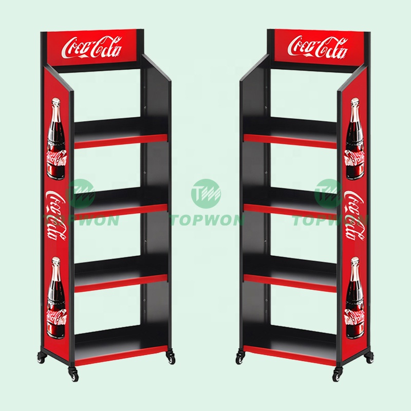 Hot Sale Supermarket Retail Display Shelf Metal Multi layers Floor Display Rack Wine Beverage Cake Bread Food Display Stand