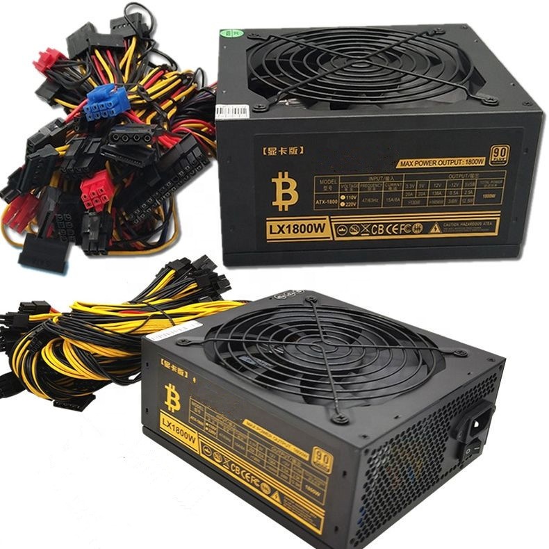 1800W Power Supply 220V for 8GPU Miner Rig PSU 1800W ATX Power Supply for GPU ETH Mining in stock