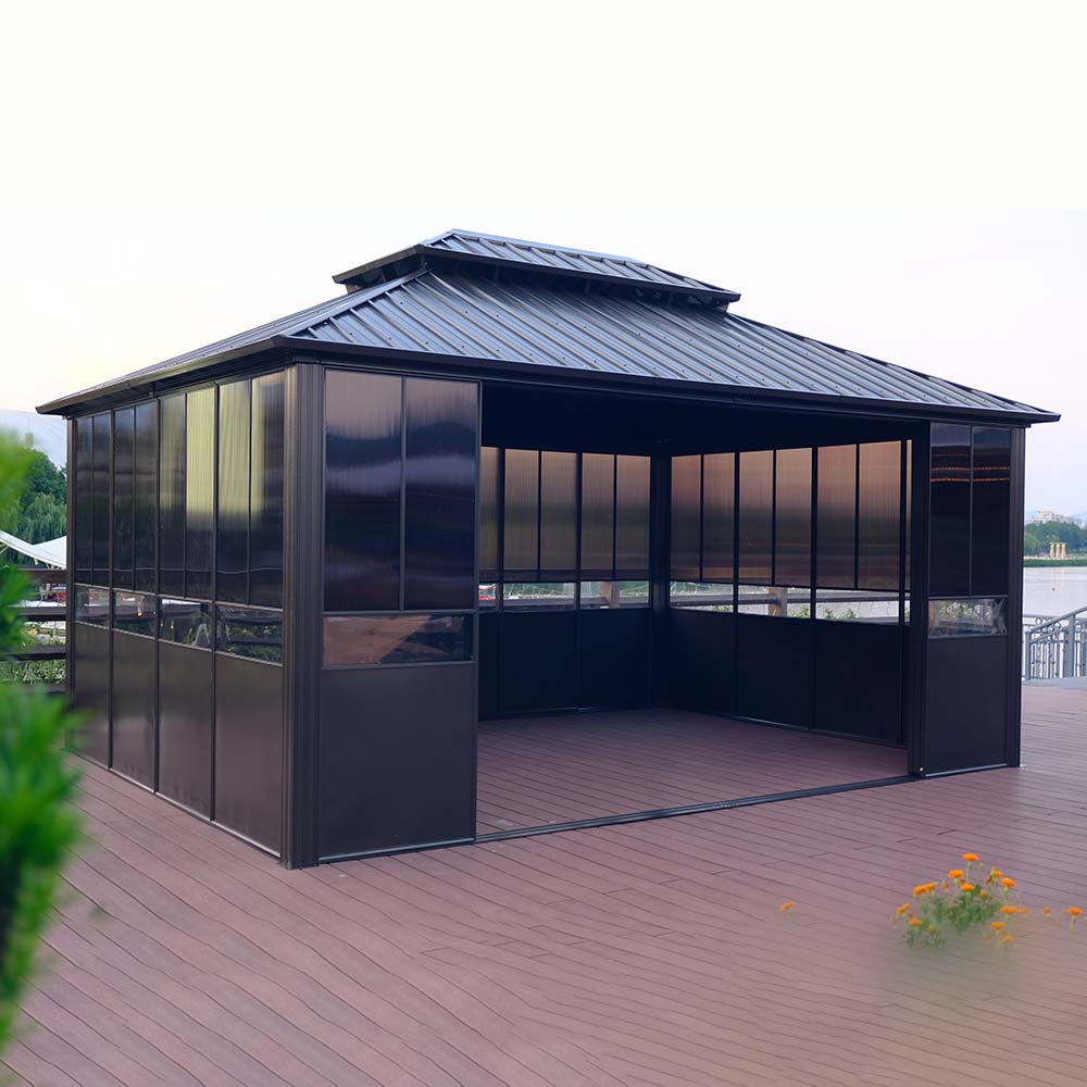 Multifunctional Hardtop Furniture Patio Waterproof Metal Roof PVC Outdoor Gazebo for Garden