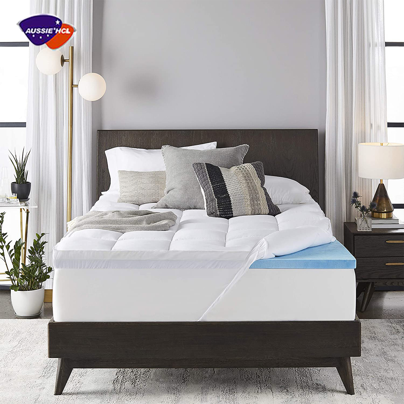 The best factory twin queen king double gel memory topper AUSSIE roll sleeping well full inch mattress colchon mattress topper