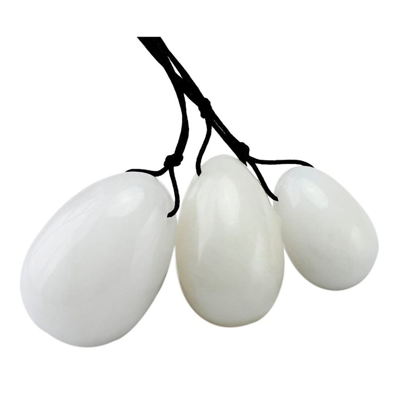 Gemstone White Jade Yoni Eggs and Pearls For Kegel Exercise