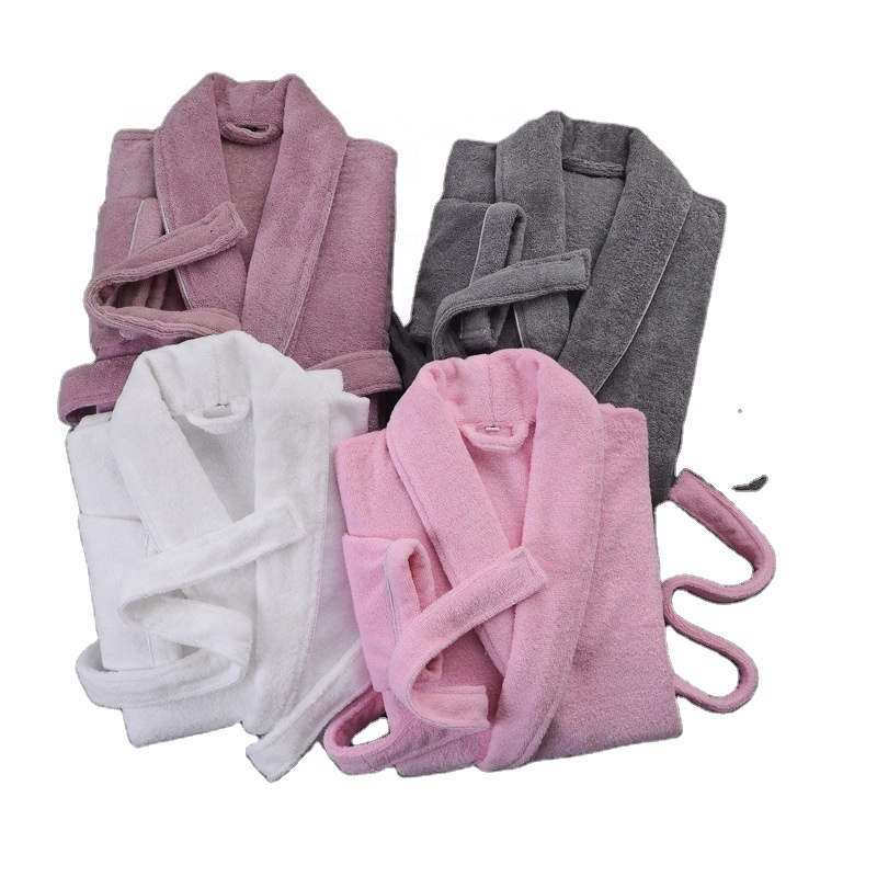 Pure color Towel fabric Pure cotton robes women and men simple lovers bathrobes women Hotel couples kimono robes