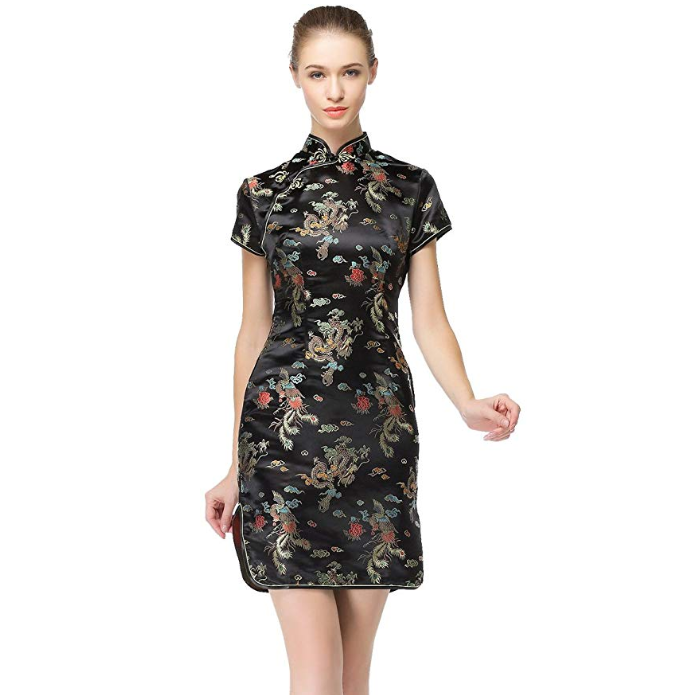 Новая мода китайский стиль короткий рукав вышивка Cheongsam для женщин Повседневное платье
