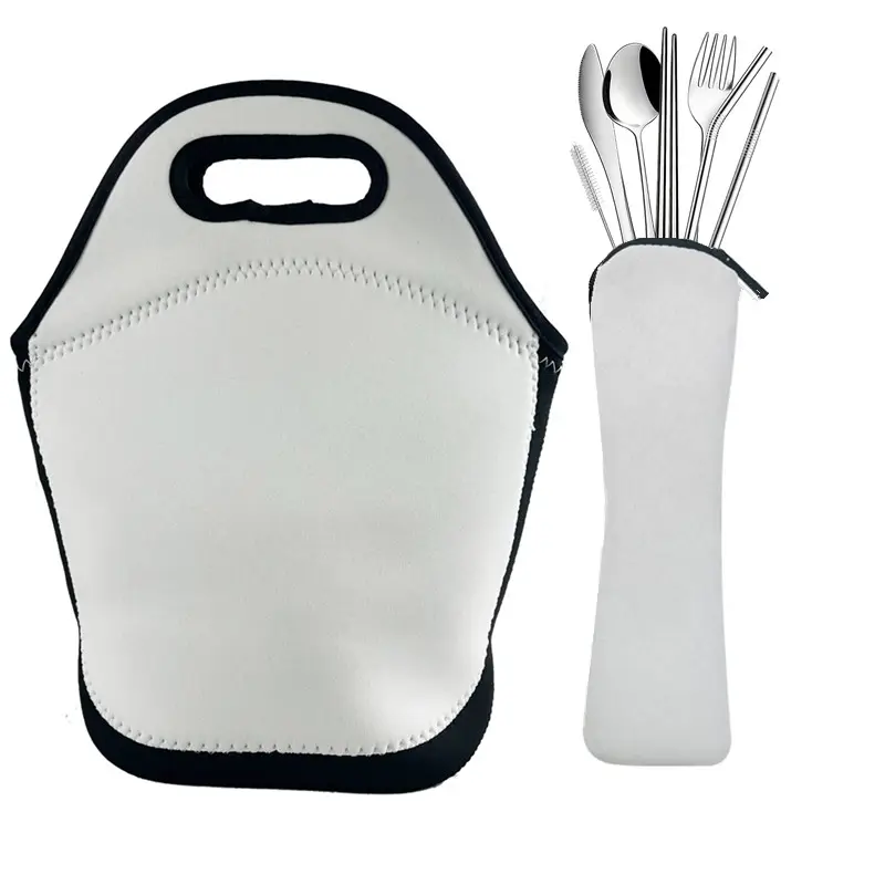 5mm Thickness Sublimation Neoprene Lunch Tote Personalized Cutlery Pouch For Picnic