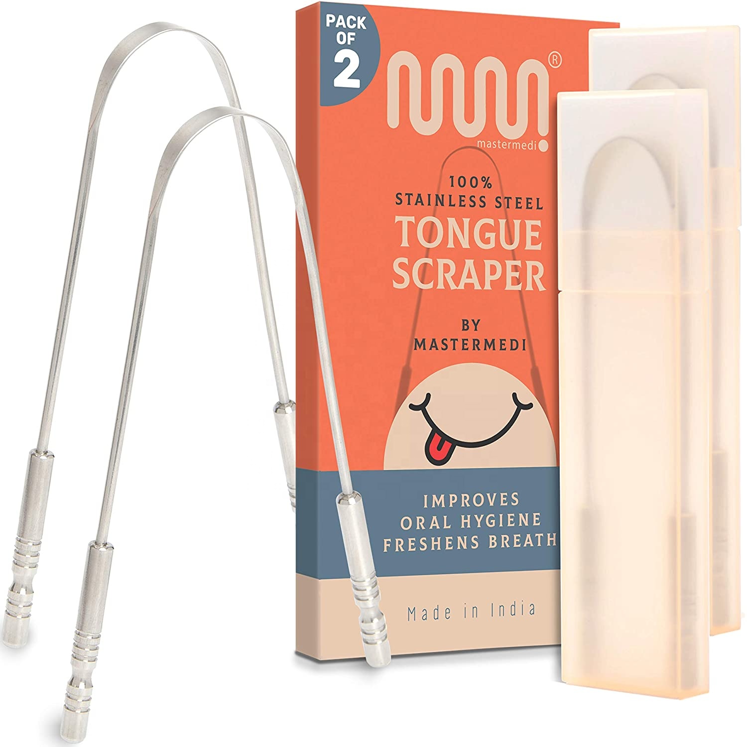 High Quality 100% Great Stainless Steel Tongue Scraper For Oral Care