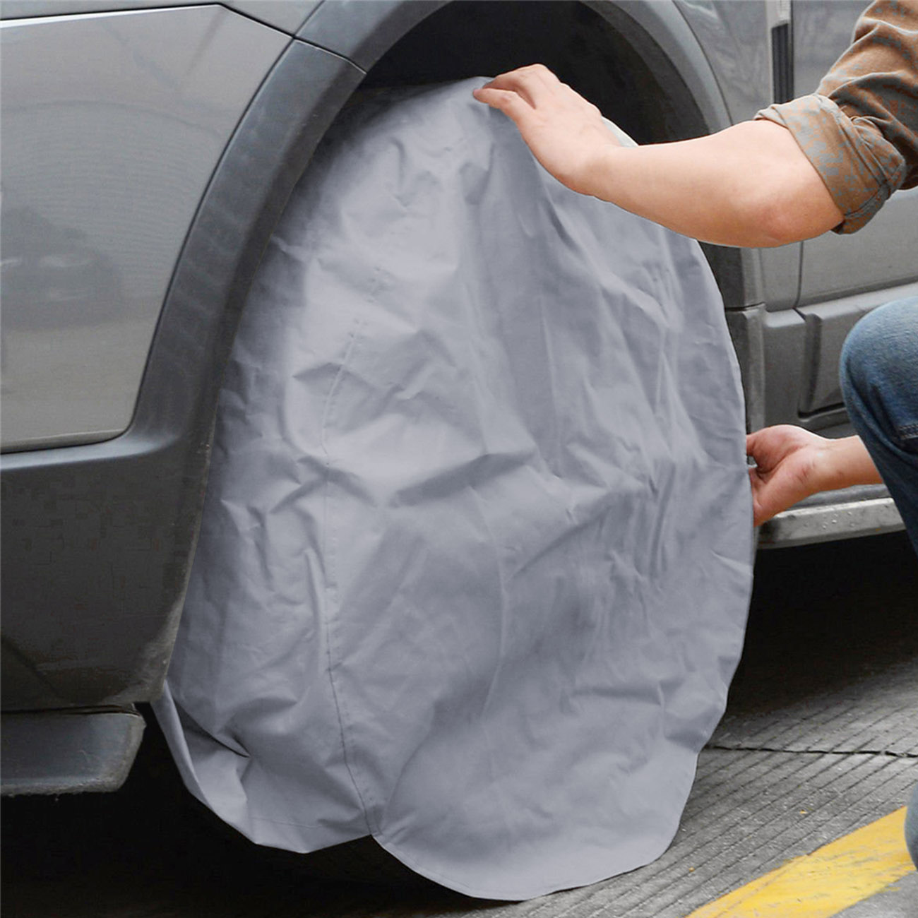 4PCS/SET Tire Spare Cover Plastic Caravan Wheel Cover Waterproof RV Tire Cover 30-32 INCH Gray