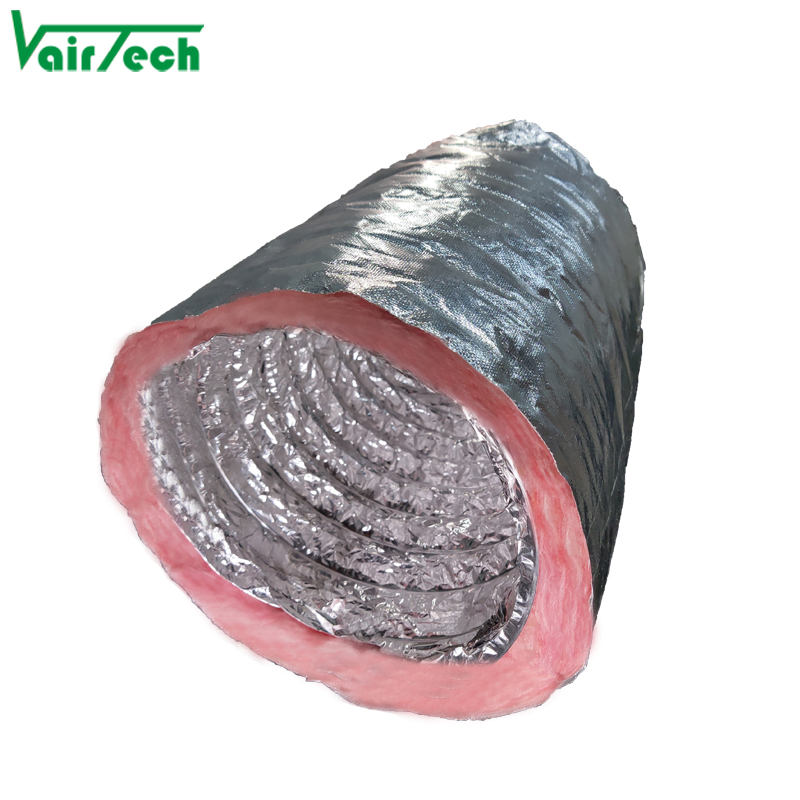 R6 R8 flexible duct hvac aluminum foil fiberglass insulated flexible air duct