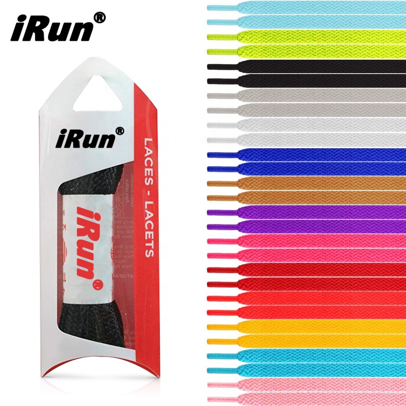 IRun 57 цветные 100% полиэфирные широкие плоские шнурки для кроссовок могут печатать логотип и пользовательские цвета