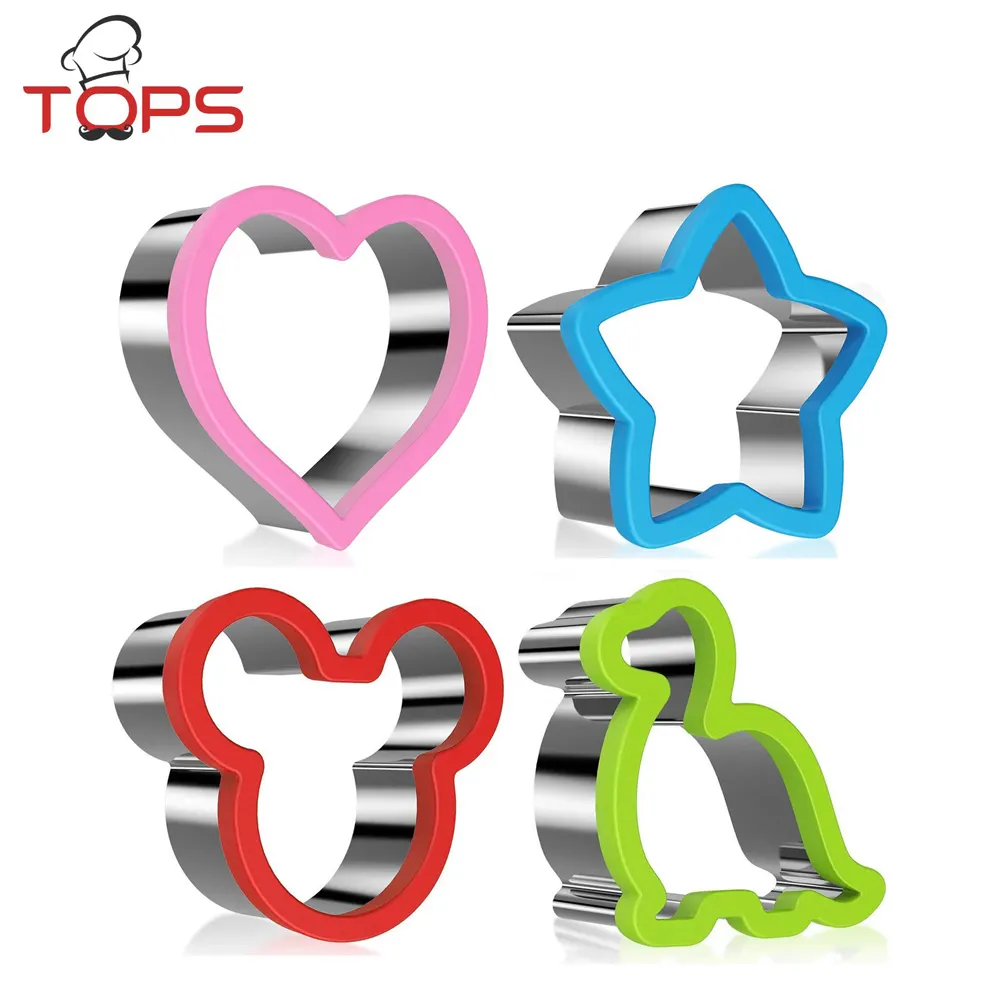 Cookie Tool Type 4 pcs Set Christmas Flower Star Heart Silicone Cookie Cutter/ Cute Silicone edged Stainless Steel Cookie Cutter