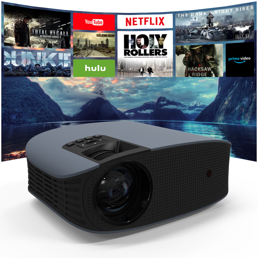 1080P LCD 4K LED беспроводное зеркальное отображение Android 9,0 AOSP мобильный портативный Wifi проектор домашний видеопроектор