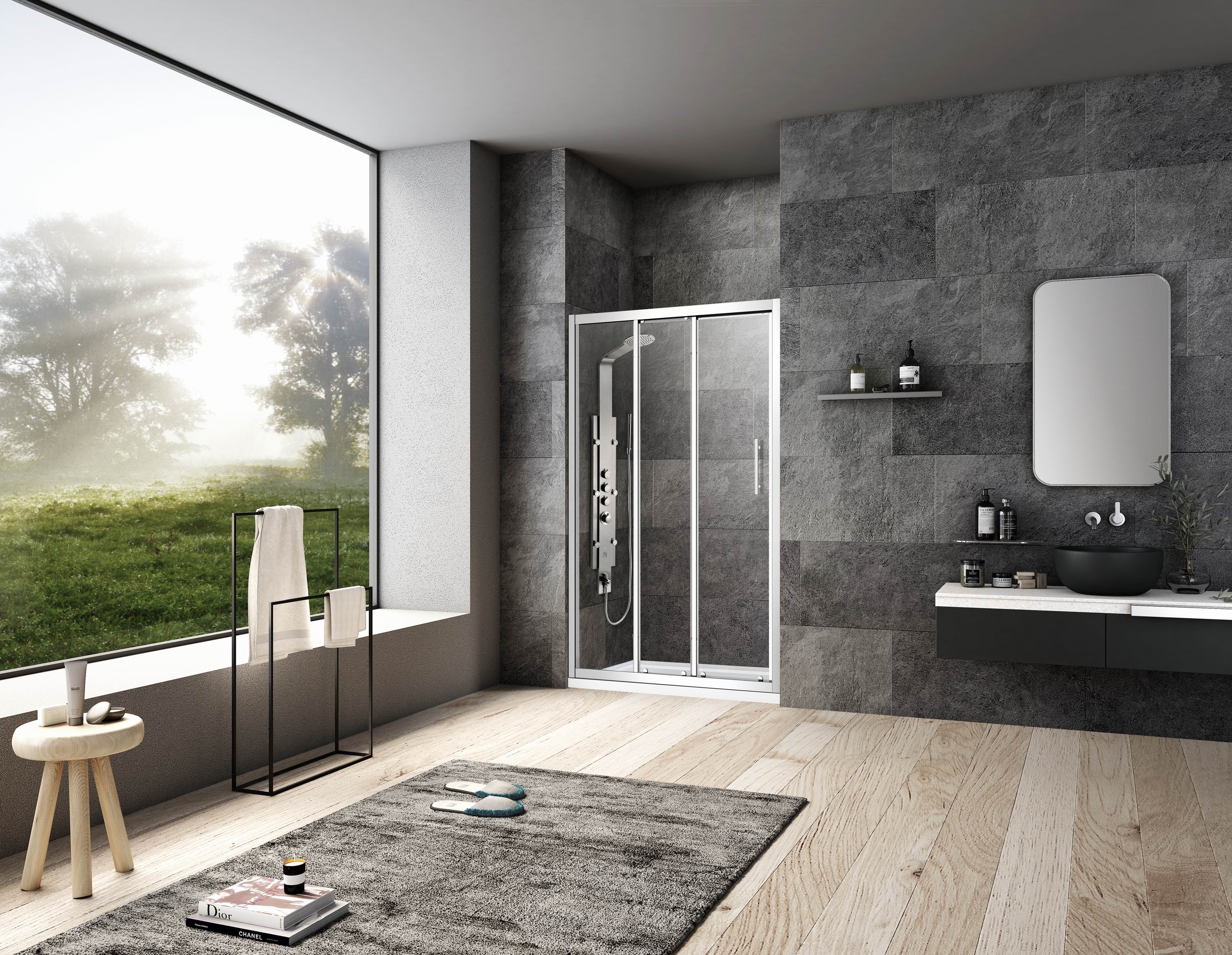 factory bathroom 6mm tempered glass linkage sliding doors