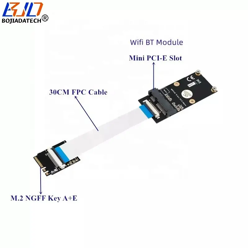 M.2 (NGFF) key A+E Key E/A Interface to Mini PCI-e Mpcie Wireless Adapter Card with 30cm FPC Cable Support Wifi BT Module
