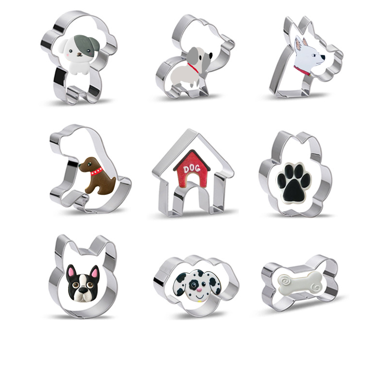 Hot selling Cookie Cutter stainless steel Dog cookie cutter for Cartoon pet dog set cookie mold Biscuit Mold