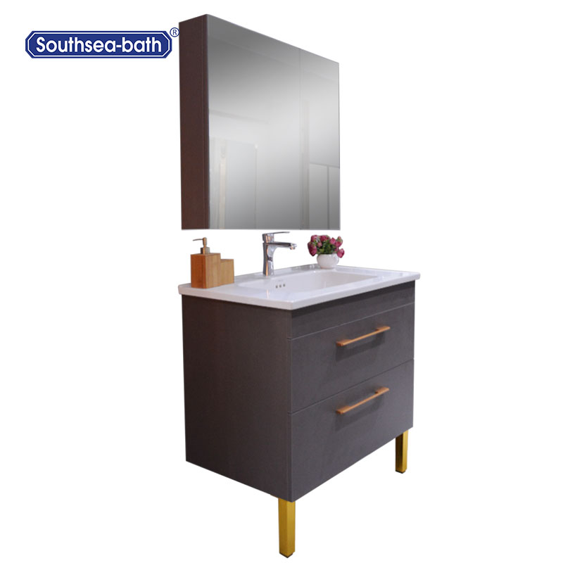 Modern luxury wooden bathroom vanities light mirror cabinet