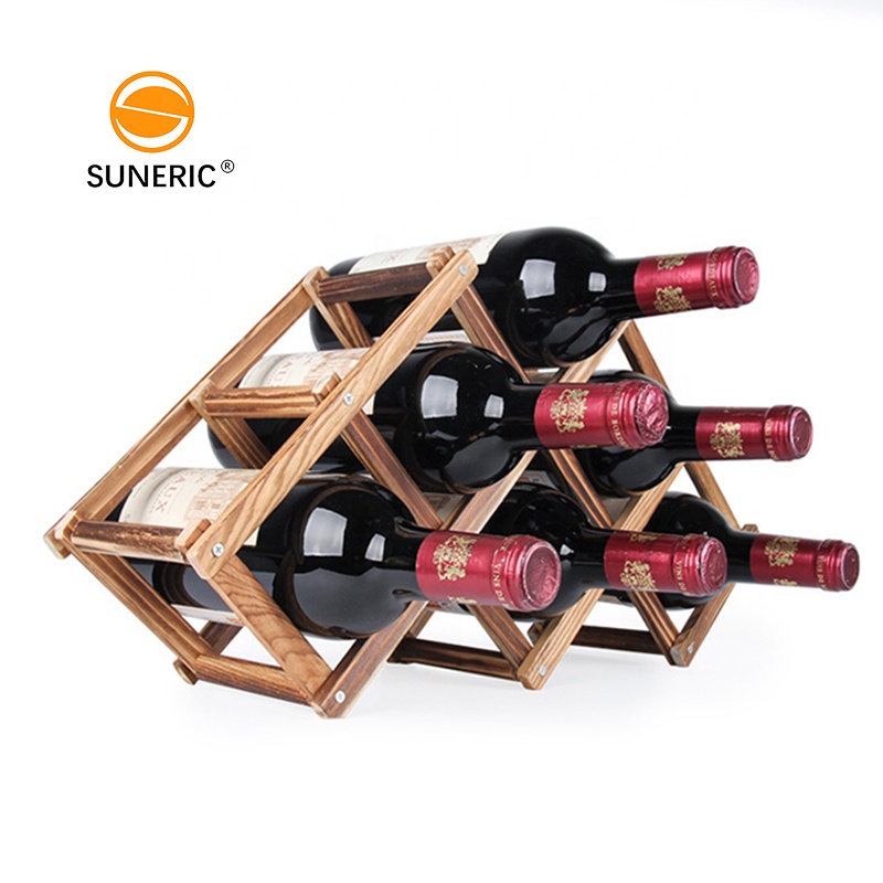 Foldable Storage Display Wine Bottle Holder Rack Decorative wooden wine rack For Home