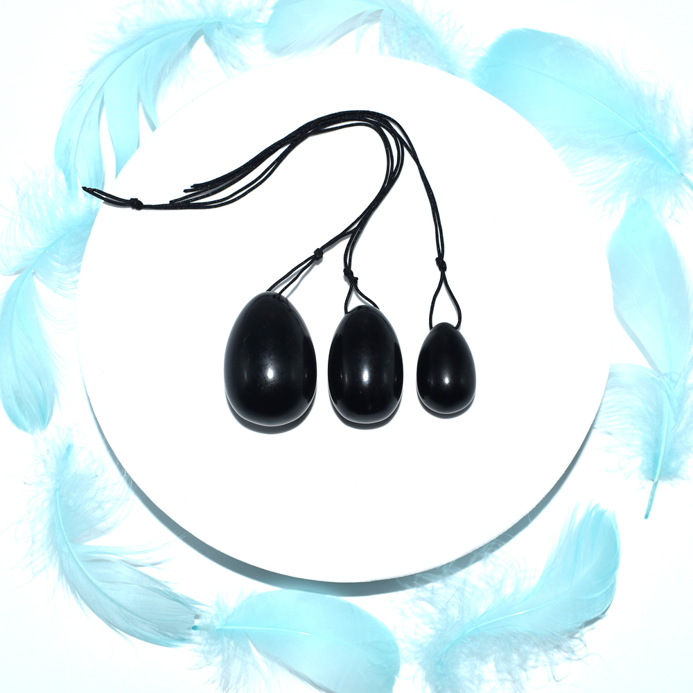 Yoni eggs jade black jade stone yoni egg 3 size hot natural powder crystal jade egg quality