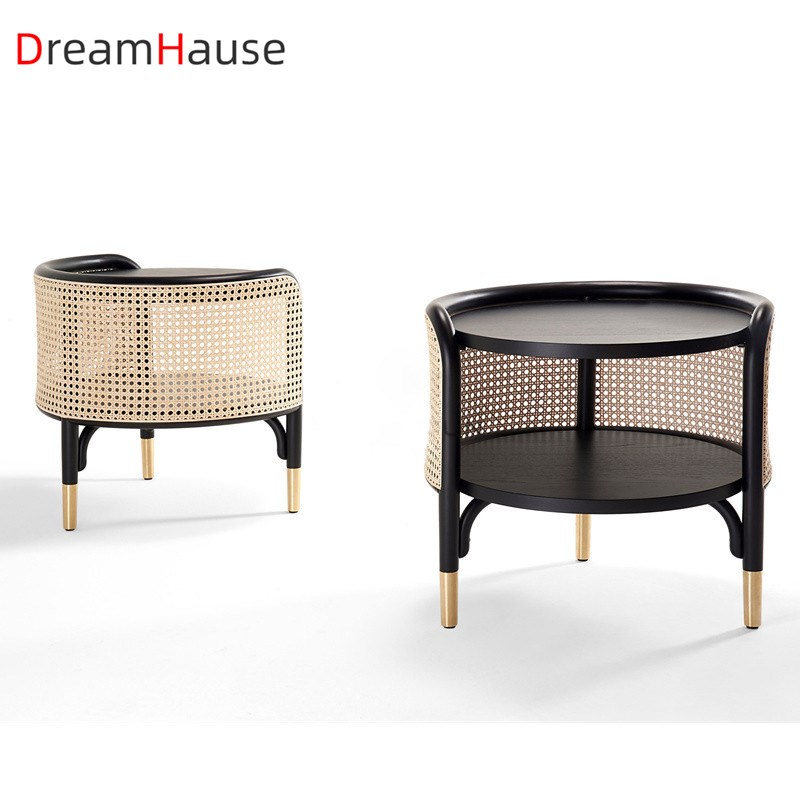 Dreamhause твердой древесины Индонезия журнальный столик из ротанга японский Nordic гостиная спальня приставной стол тумбочка шкаф для хранения