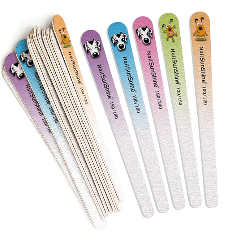 Free Sample Custom Logo Printed Nail File Disposable Wood Core Sanding Good Quality Sandpaper 100 180 240 120 Nail File Wooden